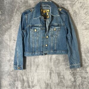 Michael Kors Medium Blue Denim Jacket with Gold-Tone Hardware